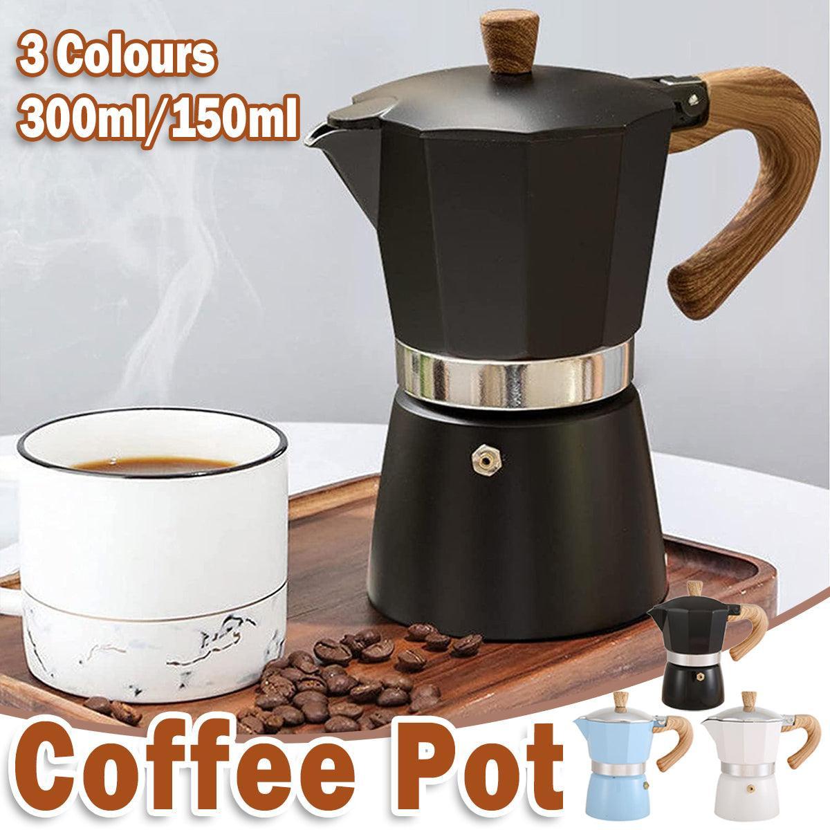 Portable Coffee Maker Wood Grain Handle Outdoor Manual Espresso Machine Camping - Beige-300ml.