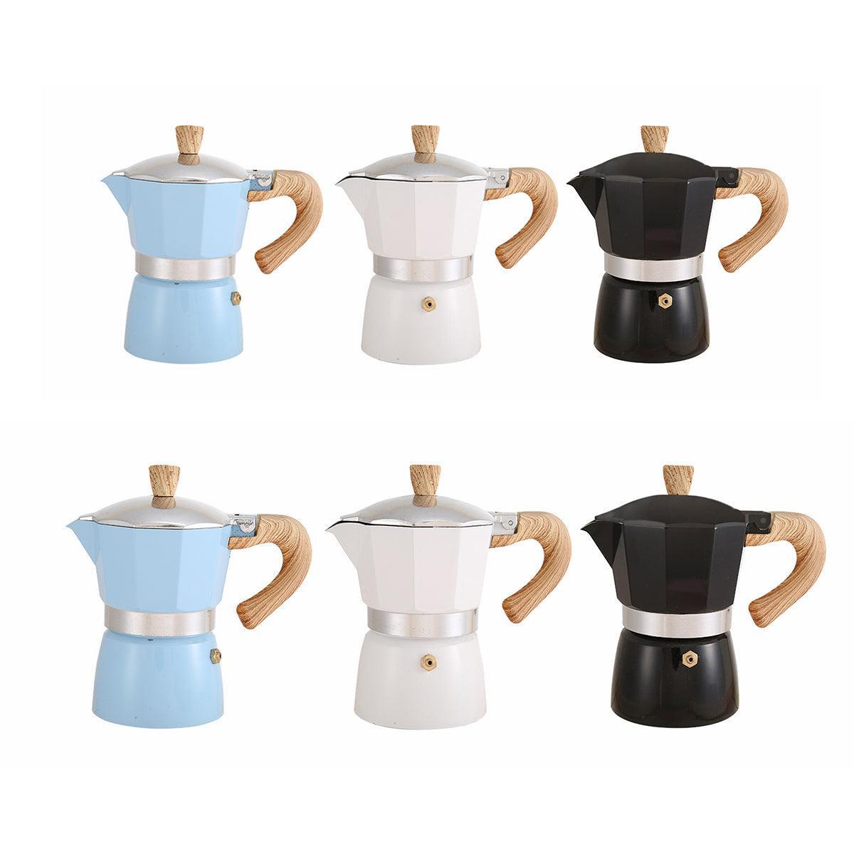 Portable Coffee Maker Wood Grain Handle Outdoor Manual Espresso Machine Camping - Beige-300ml.
