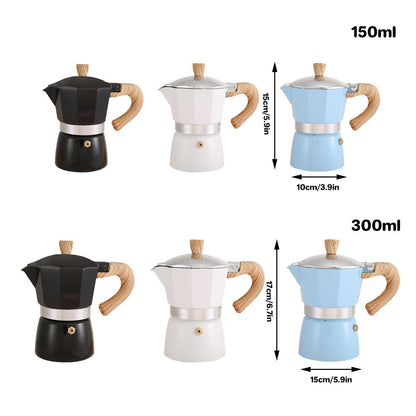 Portable Coffee Maker Wood Grain Handle Outdoor Manual Espresso Machine Camping - Beige-300ml.
