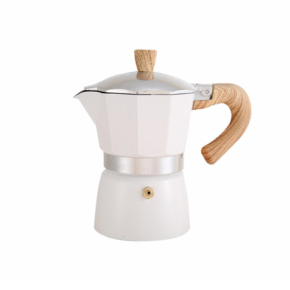 Portable Coffee Maker Wood Grain Handle Outdoor Manual Espresso Machine Camping - Beige-300ml.