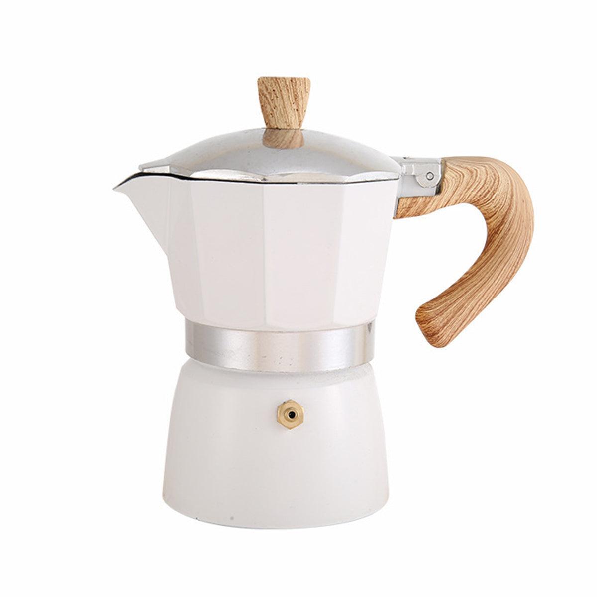 Portable Coffee Maker Wood Grain Handle Outdoor Manual Espresso Machine Camping - Beige-300ml.