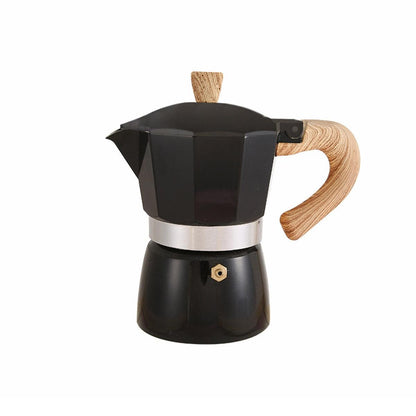 Portable Coffee Maker Wood Grain Handle Outdoor Manual Espresso Machine Camping - Beige-300ml.