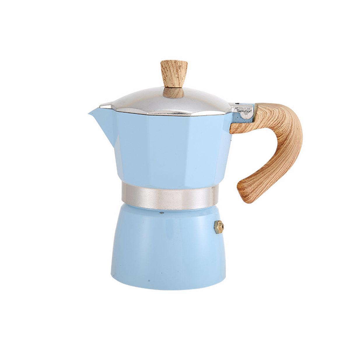 Portable Coffee Maker Wood Grain Handle Outdoor Manual Espresso Machine Camping - Beige-300ml.
