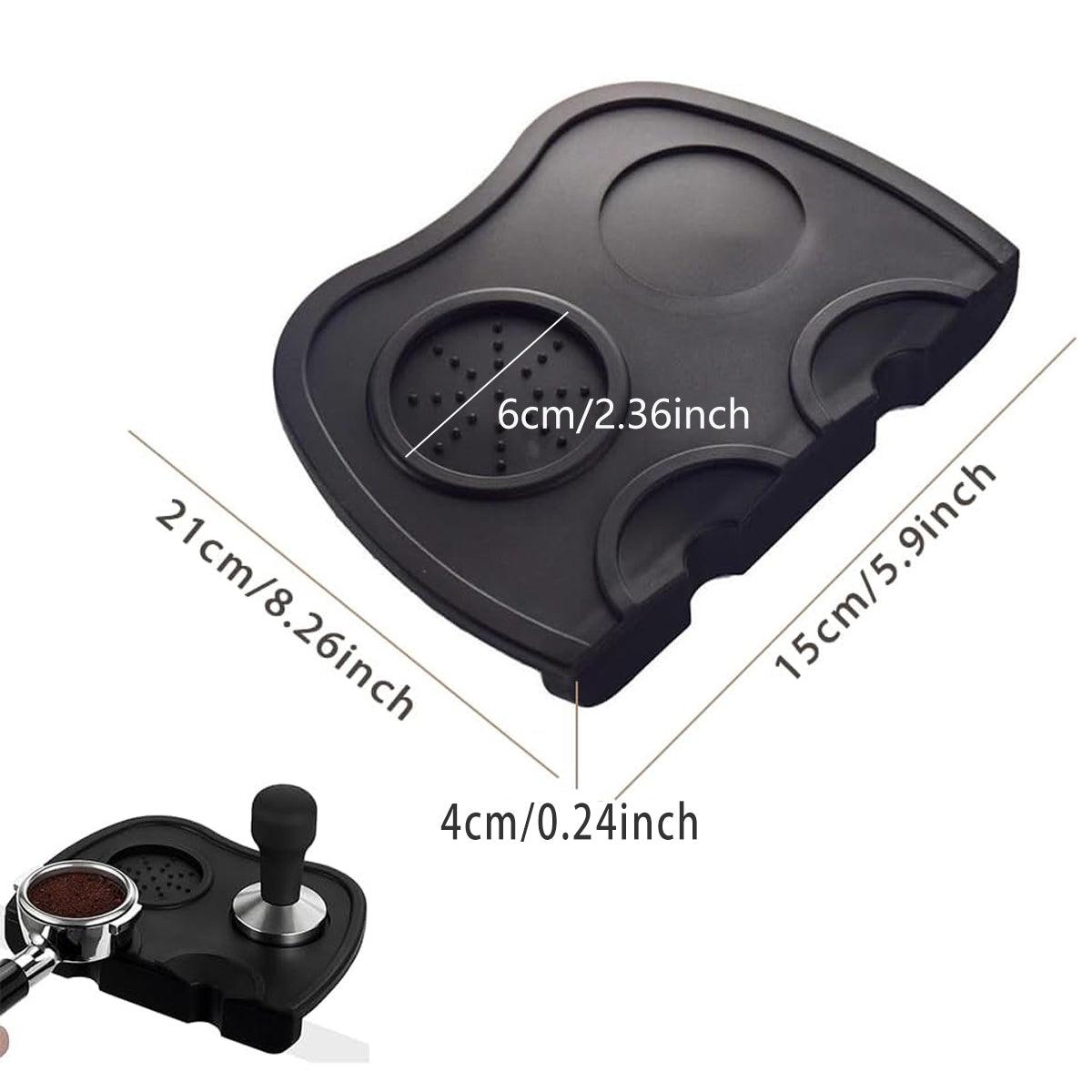 Double Slot Silicone Coffee Tamper Mat | Non-Slip Corner Tamping Pad 21×15×4cm