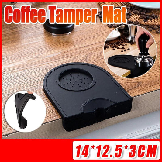 Silicone Coffee Tamper Mat Non Slip Corner Tamping Pad for Espresso Station 14x12.5cm.