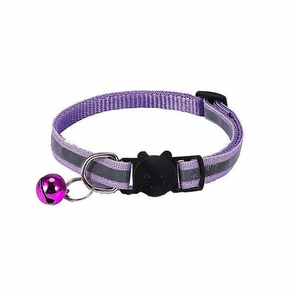 Reflective Cat Collar with Breakaway Buckle and Bell Adjustable for Small Pet Use - Apple Green