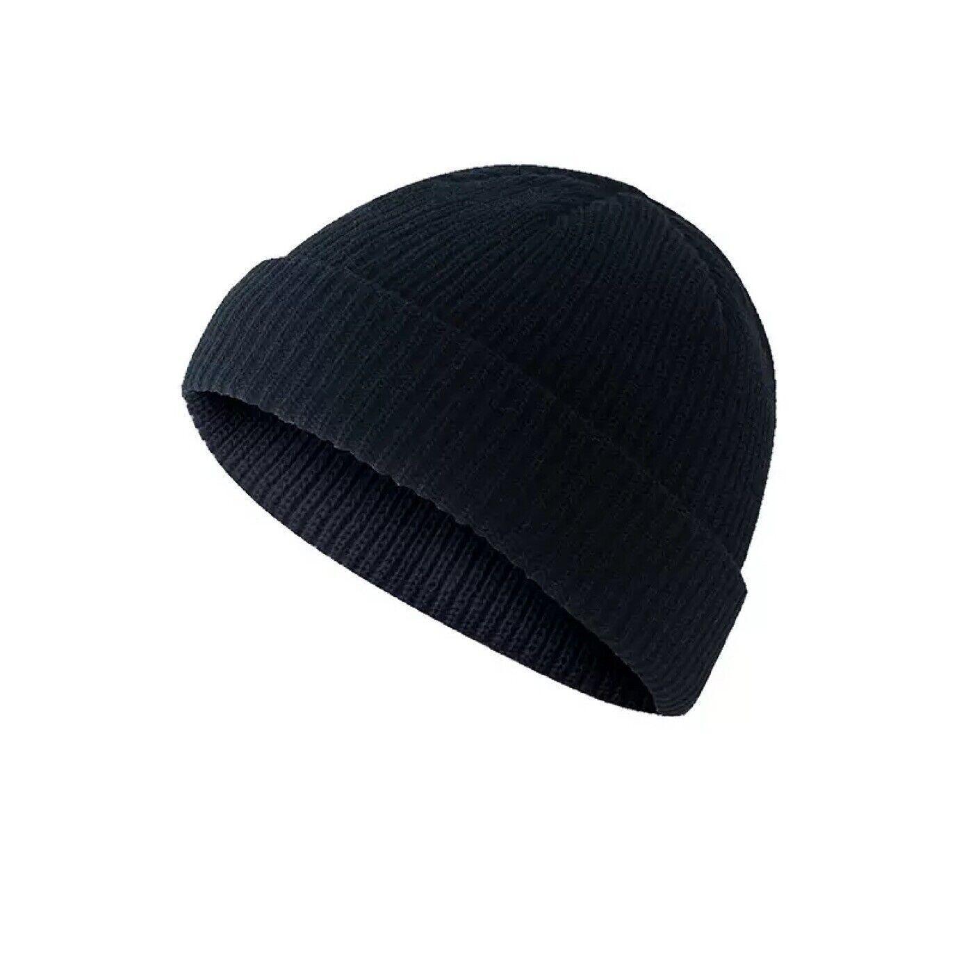 Men Women Mini Fisherman Beanie Winter Spring Hat Soft Knitted Docker Skull Cap - Army Green