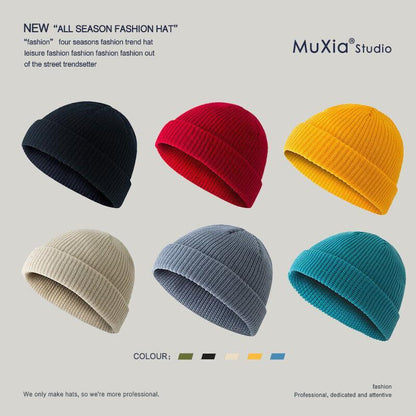 Men Women Mini Fisherman Beanie Winter Spring Hat Soft Knitted Docker Skull Cap - Army Green