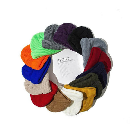 Men Women Mini Fisherman Beanie Winter Spring Hat Soft Knitted Docker Skull Cap - Army Green