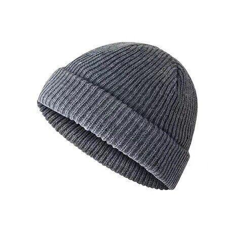 Men Women Mini Fisherman Beanie Winter Spring Hat Soft Knitted Docker Skull Cap - Beige