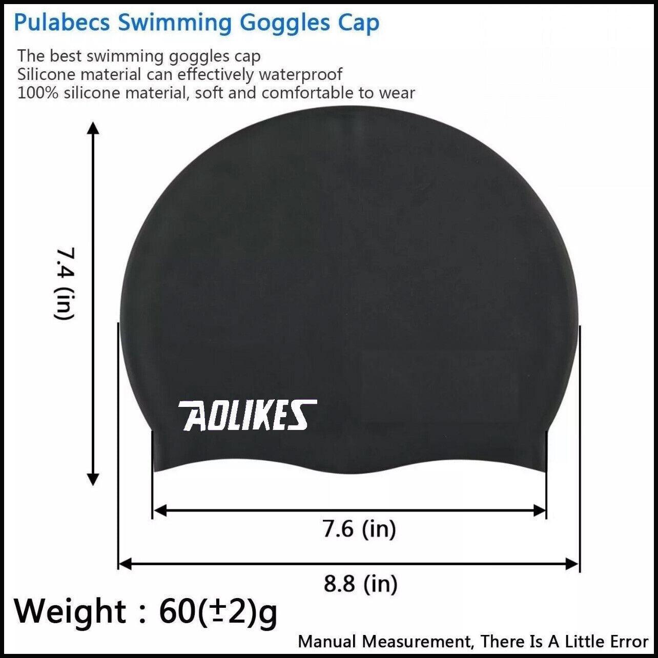 Aolikes Silicone Swimming Cap Waterproof Unisex Swim Hat for Men and Women - Black