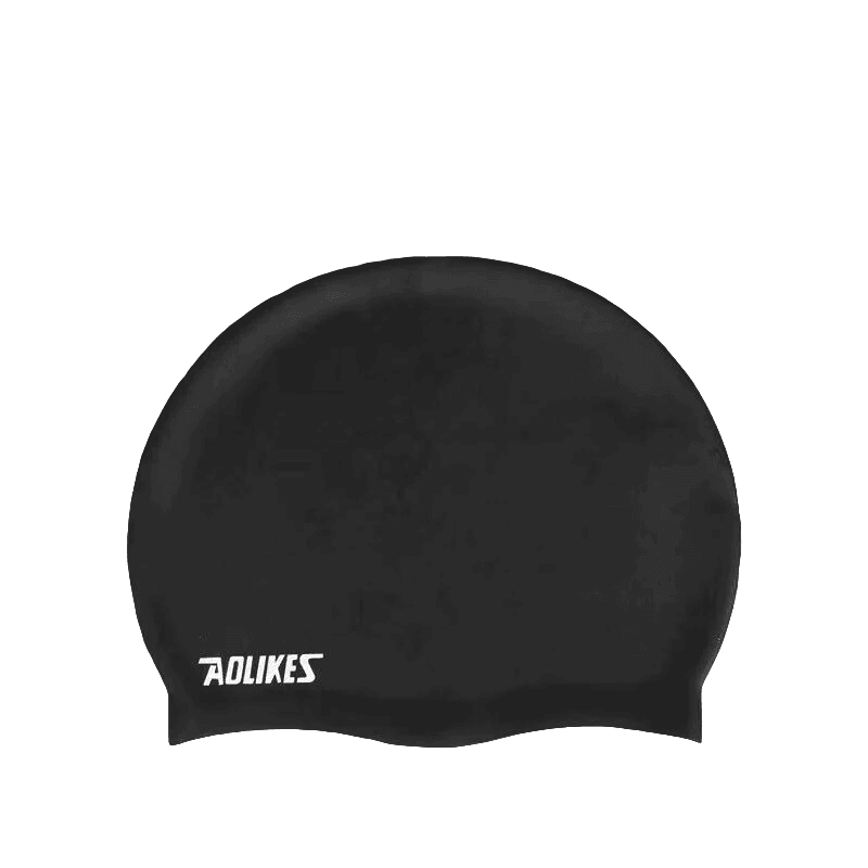 Aolikes Silicone Swimming Cap Waterproof Unisex Swim Hat for Men and Women - Black