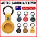 For Apple Airtag Leather Case Cover Air Tag Keychain Holder Sleeve Shell Tracker - Green.