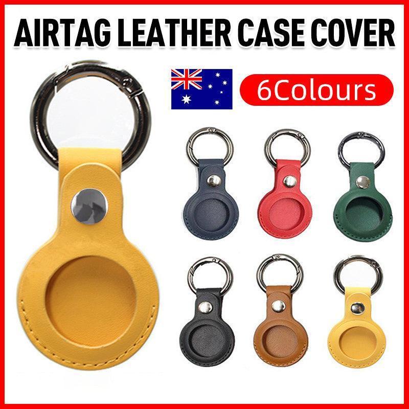 For Apple Airtag Leather Case Cover Air Tag Keychain Holder Sleeve Shell Tracker - Green.
