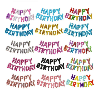 40Cm 3D Happy Birthday Letters Balloons Inflating Foil Banner Bunting Celebrate - Multicolour 3