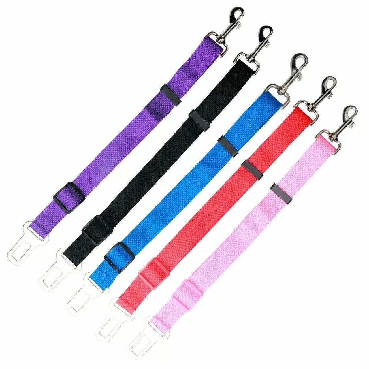 Adjustable Pet Harness Lead for Car Travel with Clip Attachment Nylon Restraint Strap - Orange