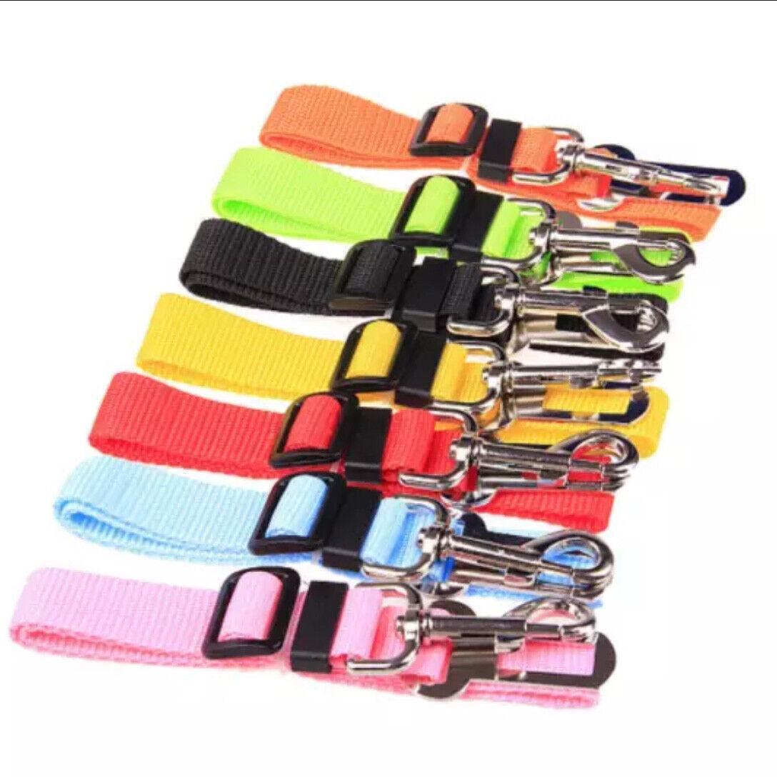 Adjustable Pet Harness Lead for Car Travel with Clip Attachment Nylon Restraint Strap - Pink