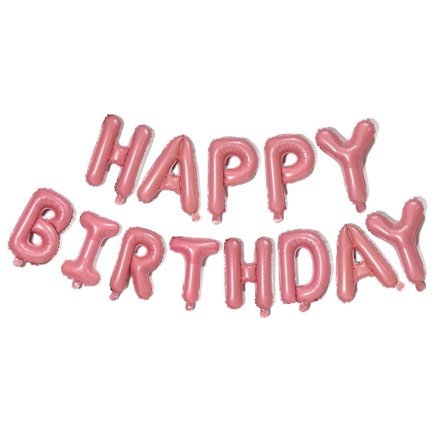 40Cm 3D Happy Birthday Letters Balloons Inflating Foil Banner Bunting Celebrate - Rose Gold