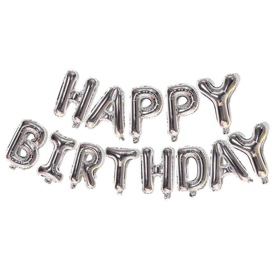 40Cm 3D Happy Birthday Letters Balloons Inflating Foil Banner Bunting Celebrate - Rose Gold