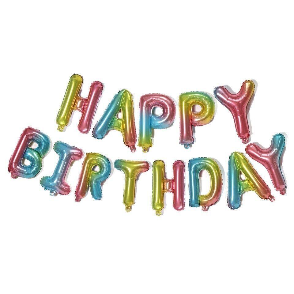 40Cm 3D Happy Birthday Letters Balloons Inflating Foil Banner Bunting Celebrate - Rose Gold