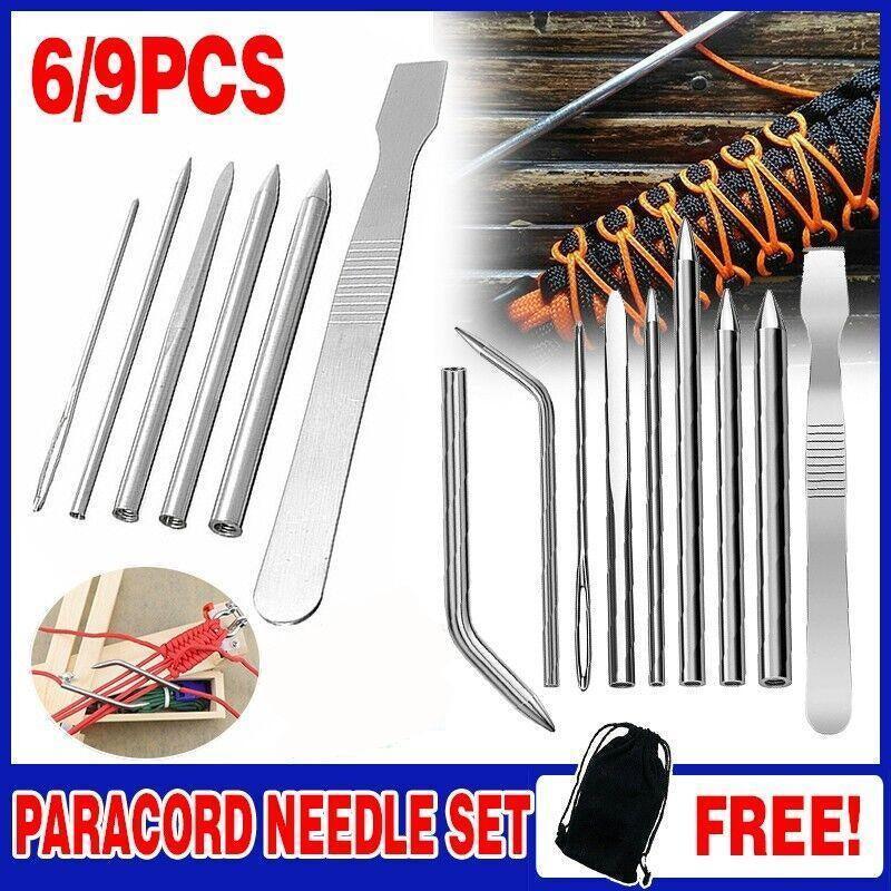 6/9 Pcs Stainless Steel Paracord Bracelet Fid Lacing Stitching Needles Tool Set - 6PCS.
