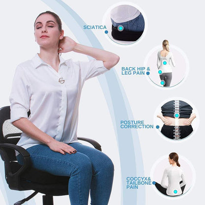 Orthopaedic Memory Foam Seat Cushion Support Back Pain Chair Pillow Car - Blue