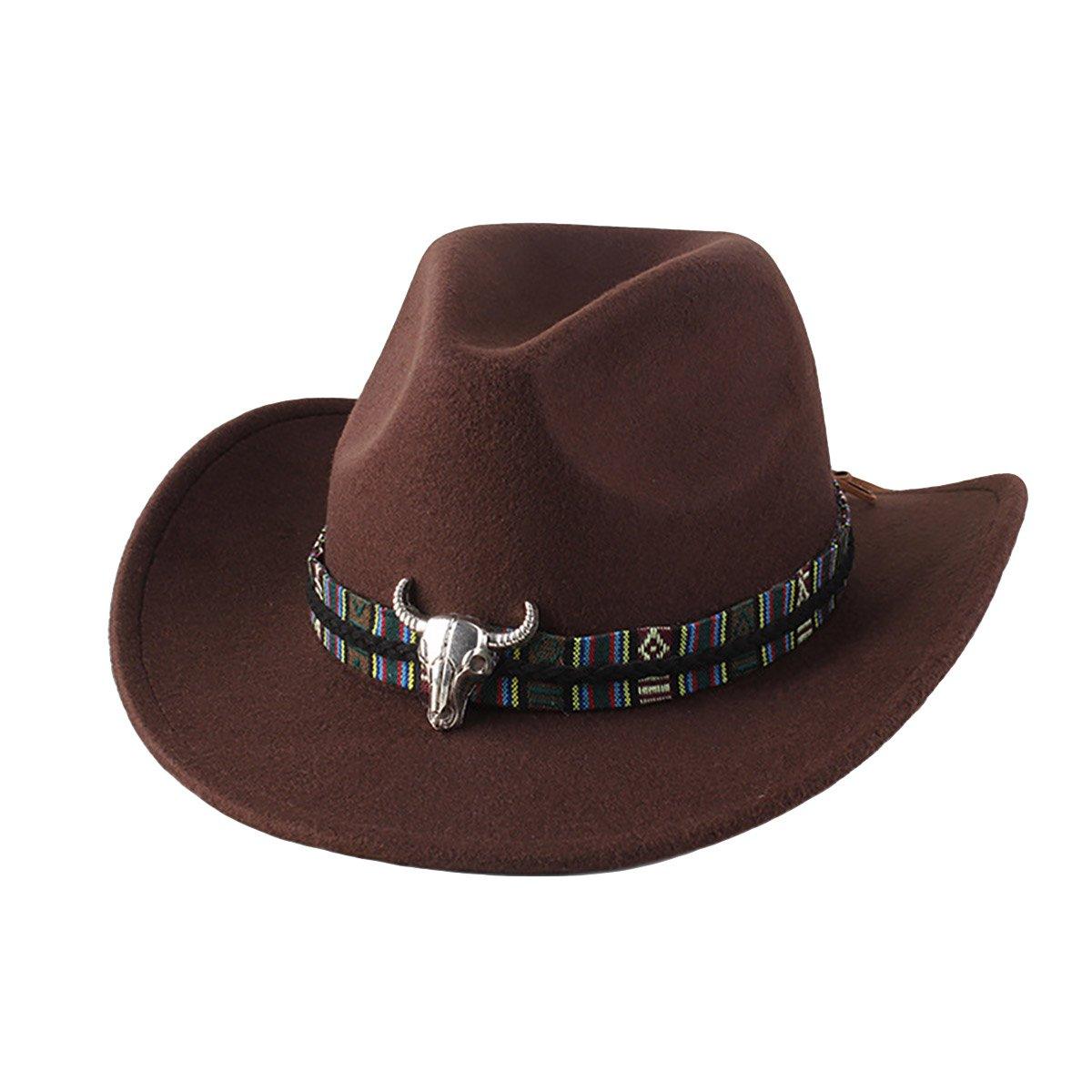 STweed Hat Ethnic Style Jazz Cap Bowler Hat Sun Hat for Men Women Summer Fashion - Brown