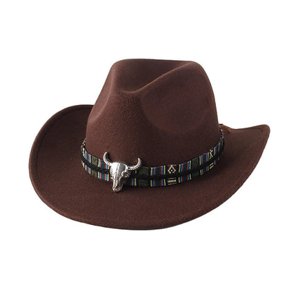 STweed Hat Ethnic Style Jazz Cap Bowler Hat Sun Hat for Men Women Summer Fashion - Brown