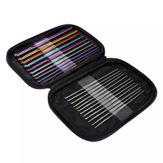 22PCS Crochet Hook Set Aluminium Knitting Needles with Case for DIY Yarn Craft