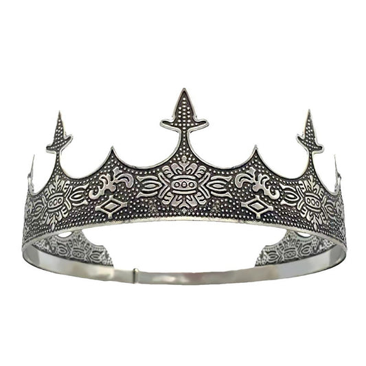 Men Crown Headpiece Royal Vintage Metal Crown Gold Medieval King Costume Party.