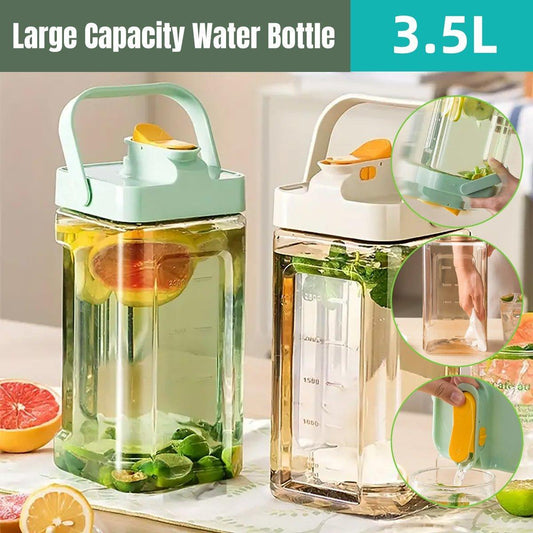 Large Capacity 3.5L Cold Water Kettle Home Use Beverage Dispenser Jug Mug - White.