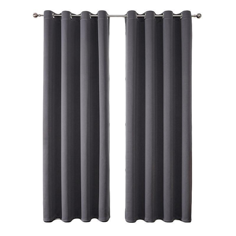 2pcs Semi Blackout Curtain Fabric Solid Colour Home Decor Drapes for Living Room - Light Grey - 132x160cm