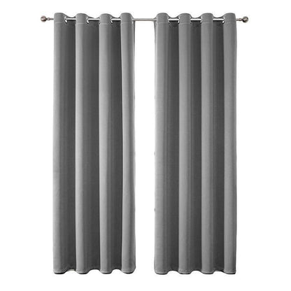 2pcs Semi Blackout Curtain Fabric Solid Colour Home Decor Drapes for Living Room - Black - 132x244cm