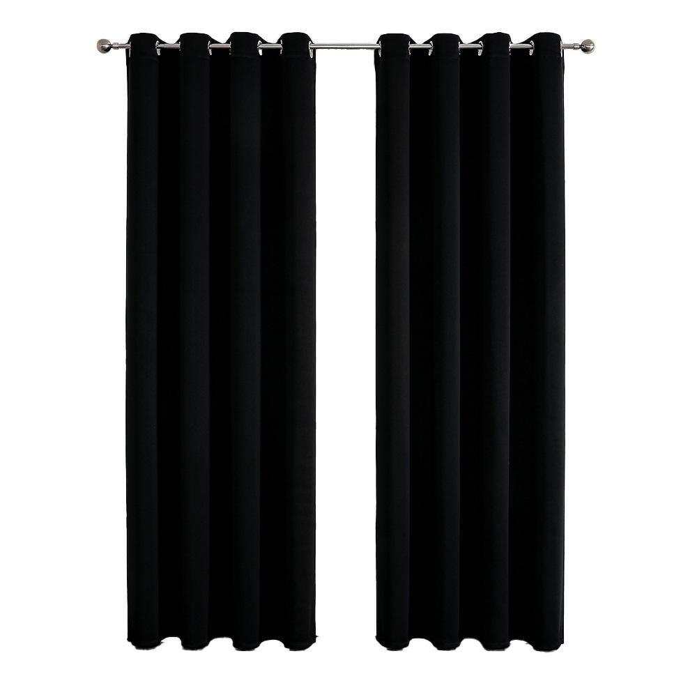 2pcs Semi Blackout Curtain Fabric Solid Colour Home Decor Drapes for Living Room - Yellow - 132x244cm