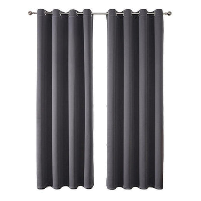 2pcs Semi Blackout Curtain Fabric Solid Colour Home Decor Drapes for Living Room - Yellow - 132x244cm