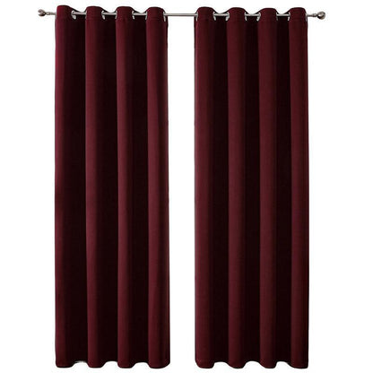 2pcs Semi Blackout Curtain Fabric Solid Colour Home Decor Drapes for Living Room - Yellow - 132x244cm
