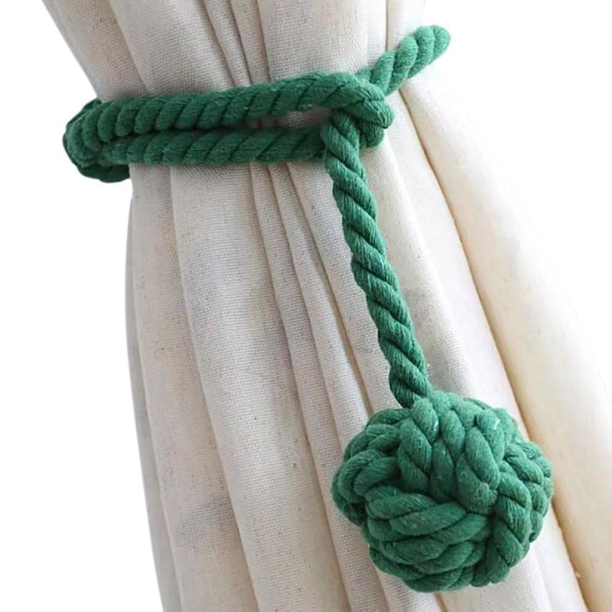 1pair Braided Cotton Curtain Tiebacks No Hole Curtain Holdbacks Hanging Balls - Navy