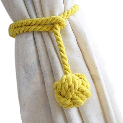 1pair Braided Cotton Curtain Tiebacks No Hole Curtain Holdbacks Hanging Balls - Navy