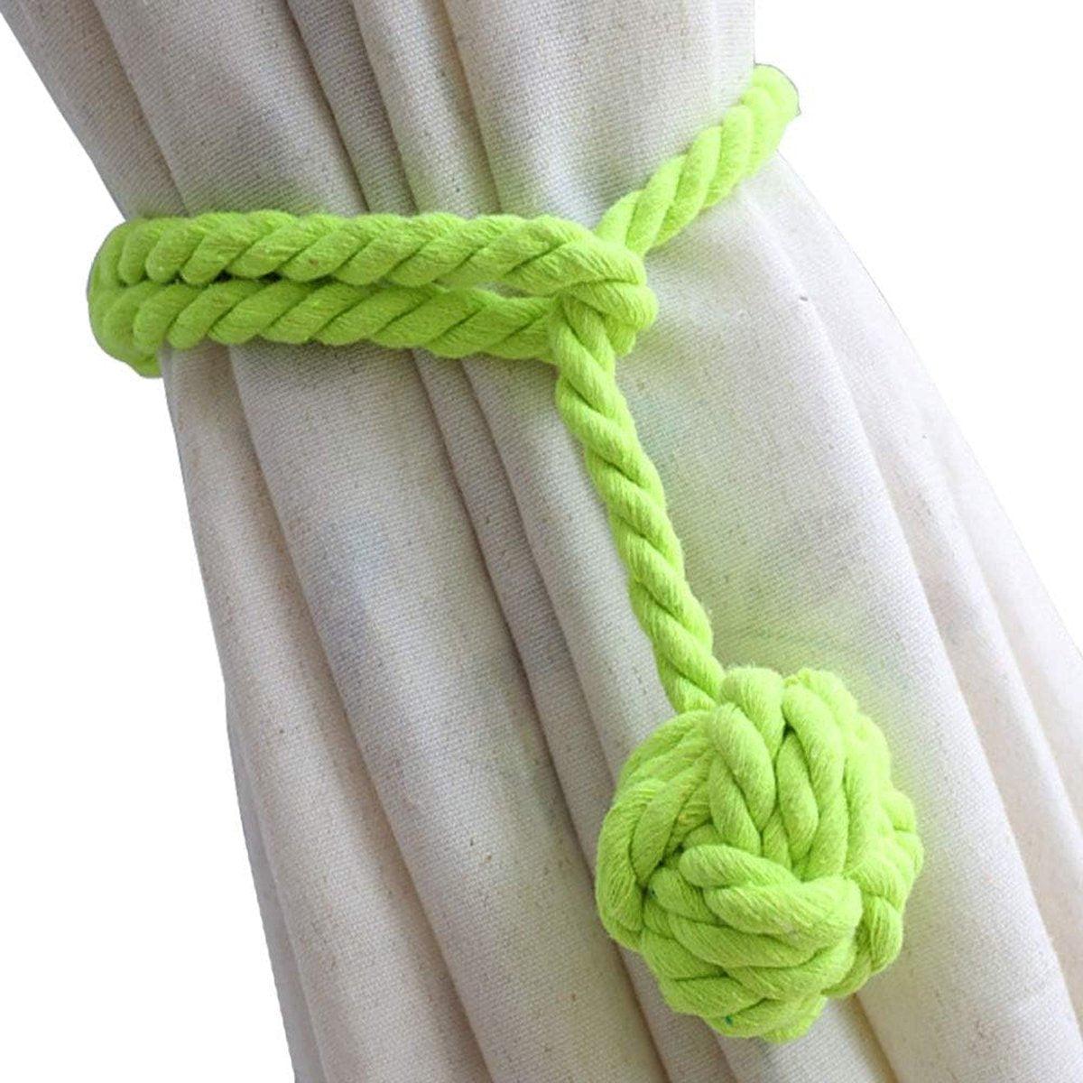 1pair Braided Cotton Curtain Tiebacks No Hole Curtain Holdbacks Hanging Balls - Navy