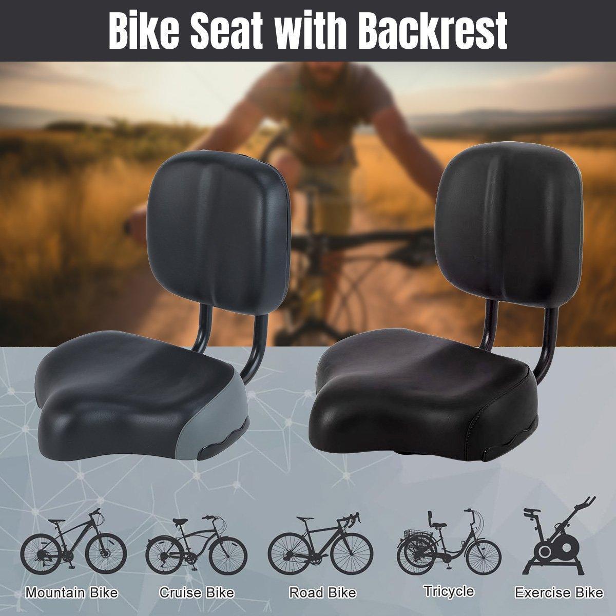 Electric Bicycle Tricycle Seat With Backrest Adjustable Comfortable Bike Seat - Black.
