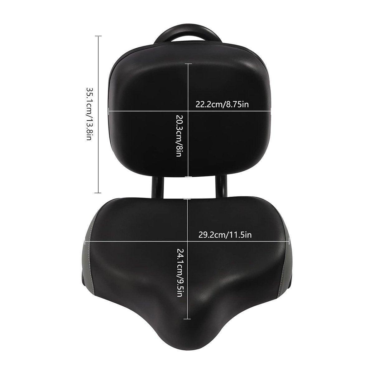 Electric Bicycle Tricycle Seat With Backrest Adjustable Comfortable Bike Seat - Black.