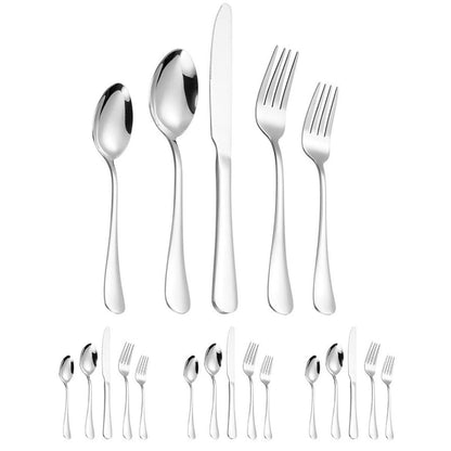 20/40pcs Stainless Steel Cutlery Set Knife Fork Spoon Western Hotel Tableware - Golden-40pcs
