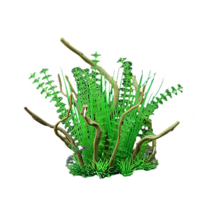 Aquarium Landscaping Decoration Artificial Wood and Plants Fish Tank Ornament - CM1902-Green