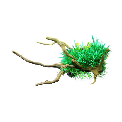 Aquarium Landscaping Decoration Artificial Wood and Plants Fish Tank Ornament - CM1902-Green