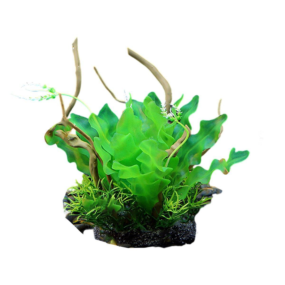 Aquarium Landscaping Decoration Artificial Wood and Plants Fish Tank Ornament - CM2401-Green