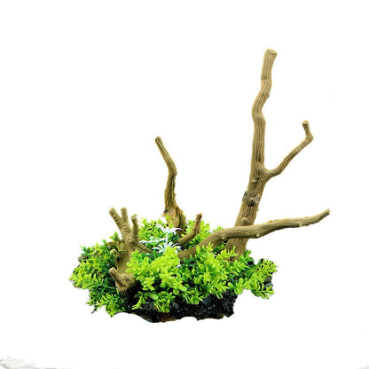 Aquarium Landscaping Decoration Artificial Wood and Plants Fish Tank Ornament - CM2401-Green