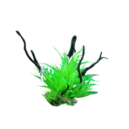 Aquarium Landscaping Decoration Artificial Wood and Plants Fish Tank Ornament - CM2401-Green