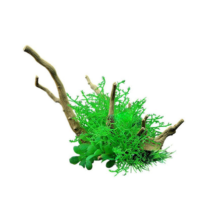 Aquarium Landscaping Decoration Artificial Wood and Plants Fish Tank Ornament - CM3302-Green