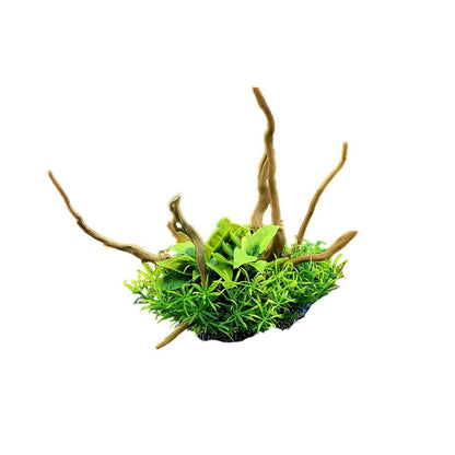 Aquarium Landscaping Decoration Artificial Wood and Plants Fish Tank Ornament - CM3302-Green
