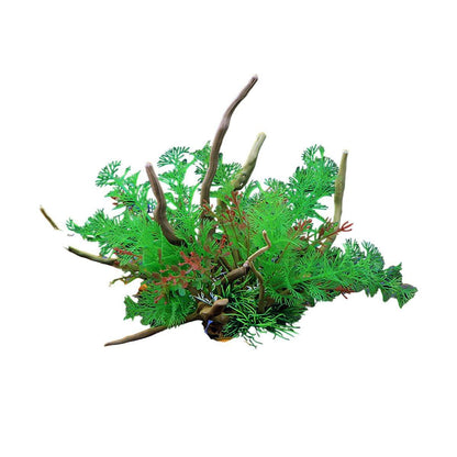 Aquarium Landscaping Decoration Artificial Wood and Plants Fish Tank Ornament - CM3302-Green